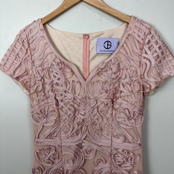 JS Collections Pink Soutache Embroider Sheath Dress 8 M Medium - Picture 5 of 10